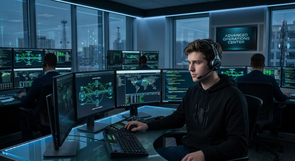 "Scattered Spider hacker extradited US Peter Stokes case illustration" "Help desk social engineering MFA reset attack diagram" "FBI Operation Riptide cybercrime enforcement graphic"
